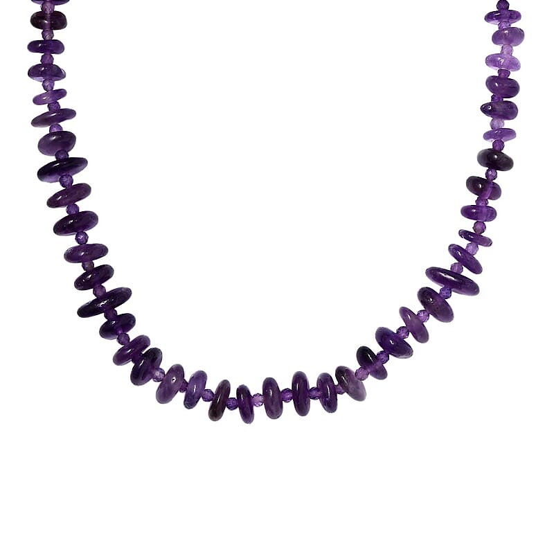 African Amethyst 240.00 ctw Necklace in Rhodium Over Sterling Silver 20 Inches 