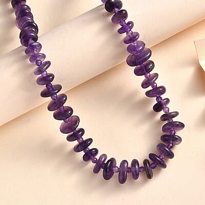 African Amethyst 240.00 ctw Necklace in Rhodium Over Sterling Silver 20 Inches 