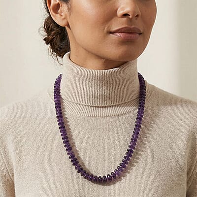 African Amethyst 240.00 ctw Necklace in Rhodium Over Sterling Silver 20 Inches 