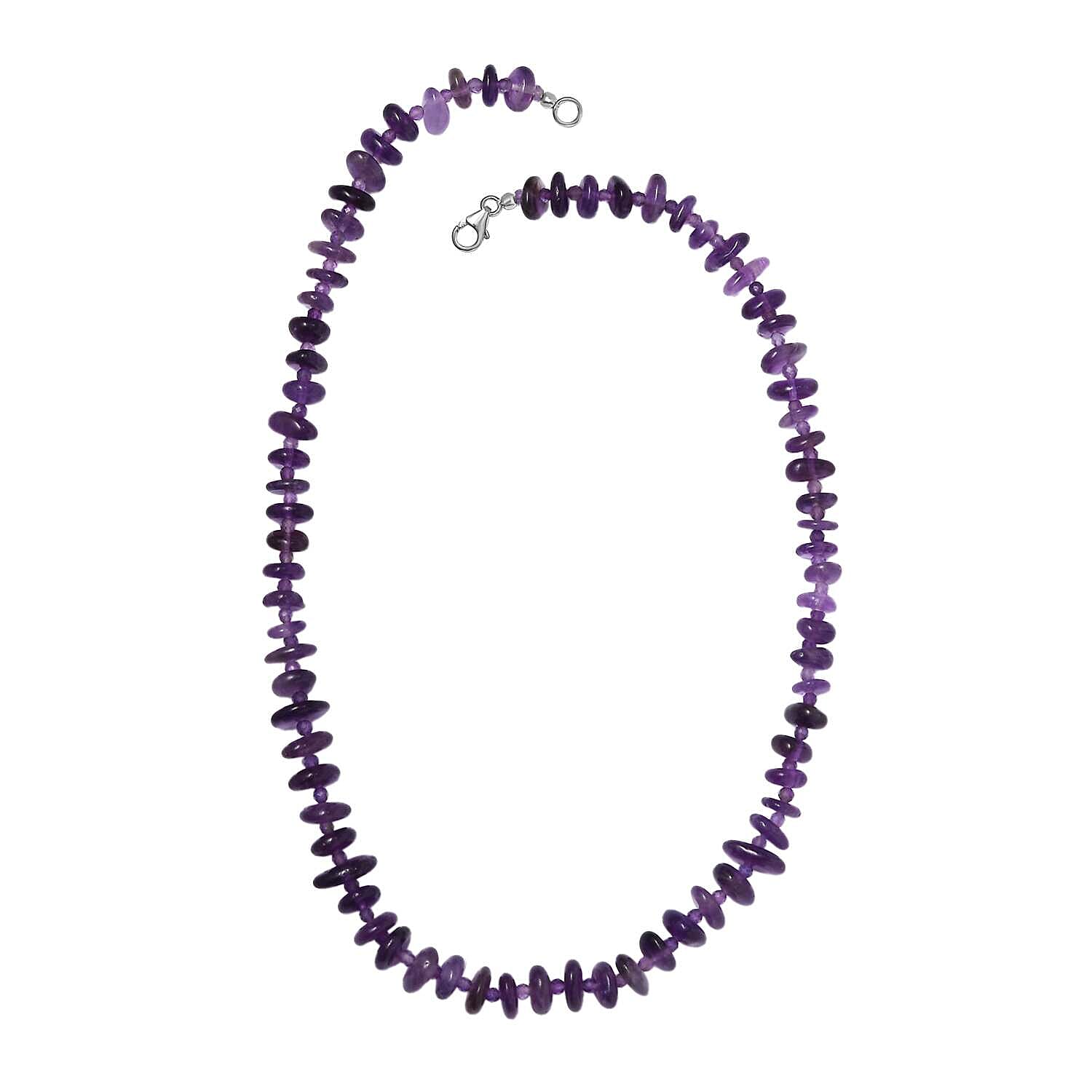 African Amethyst 240.00 ctw Necklace in Rhodium Over Sterling Silver 20 Inches 