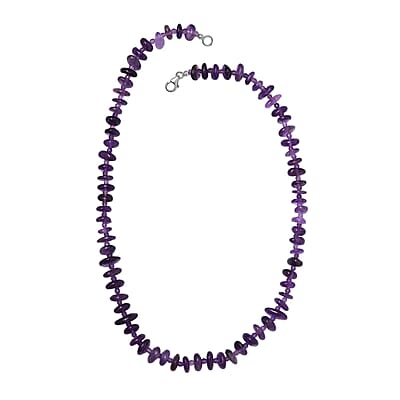 African Amethyst 240.00 ctw Necklace in Rhodium Over Sterling Silver 20 Inches 