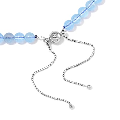 Aquamarine 219.00 ctw Beaded Necklace in Rhodium Over Sterling Silver 18-22 Inches