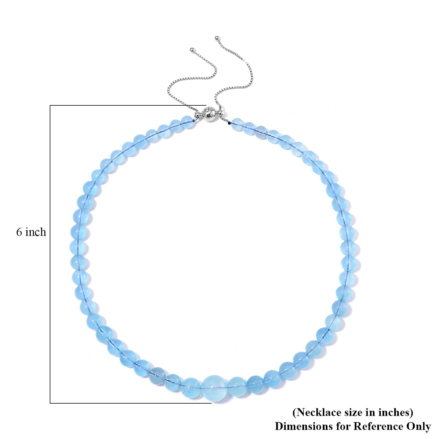 Aquamarine 219.00 ctw Beaded Necklace in Rhodium Over Sterling Silver 18-22 Inches