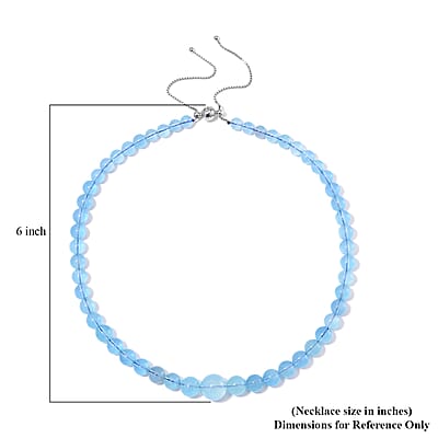 Aquamarine 219.00 ctw Beaded Necklace in Rhodium Over Sterling Silver 18-22 Inches