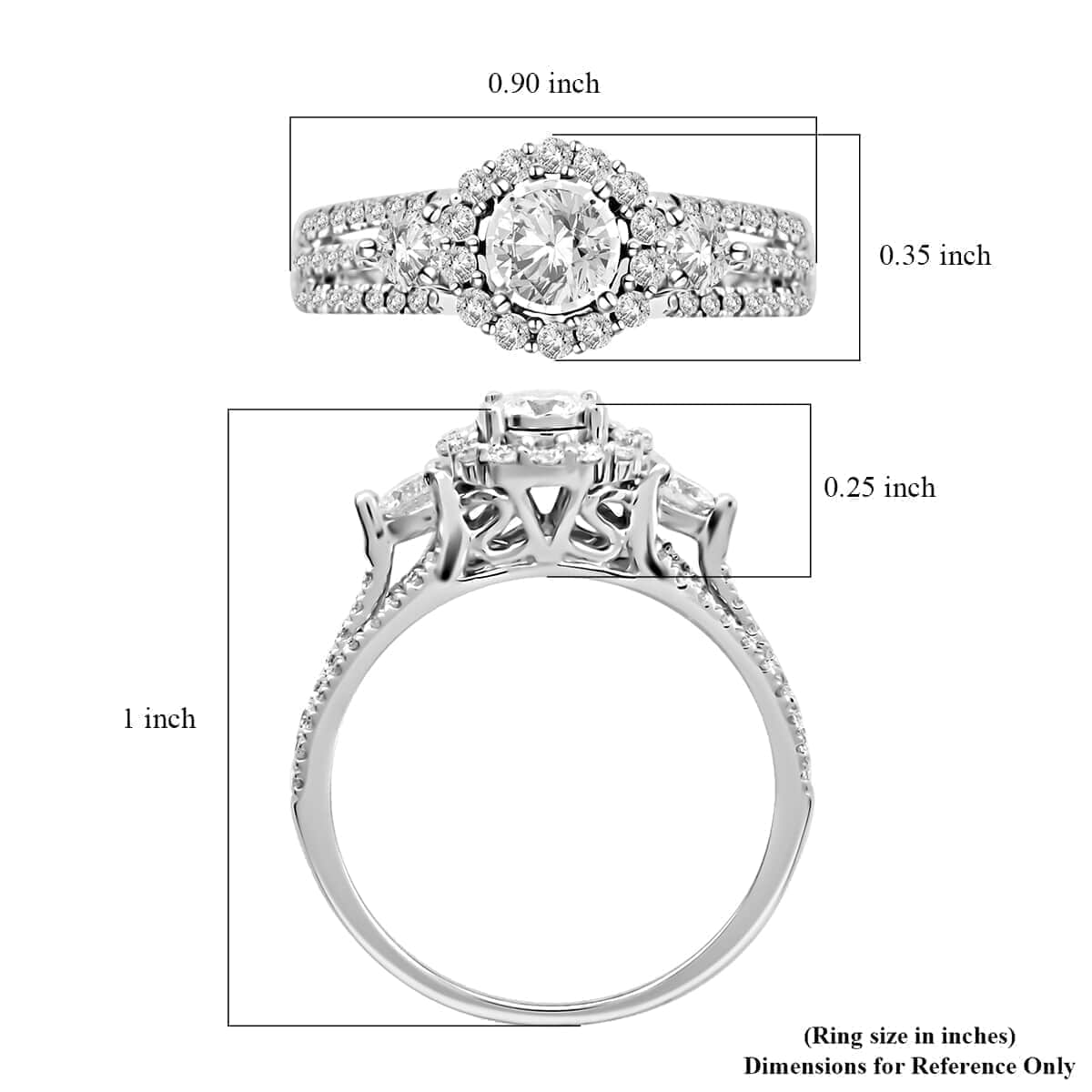 14K White Gold Diamond G-H I1 Ring (Size 5.0) 1.00 ctw image number 4