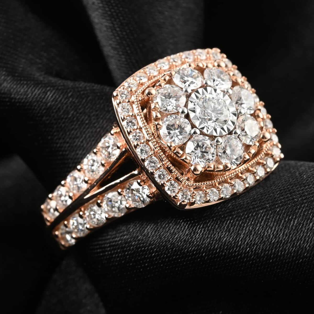 10K Rose Gold G-H SI Diamond Square Shaped Ring (Size 5.0) 7.30 Grams 2.00 ctw image number 1