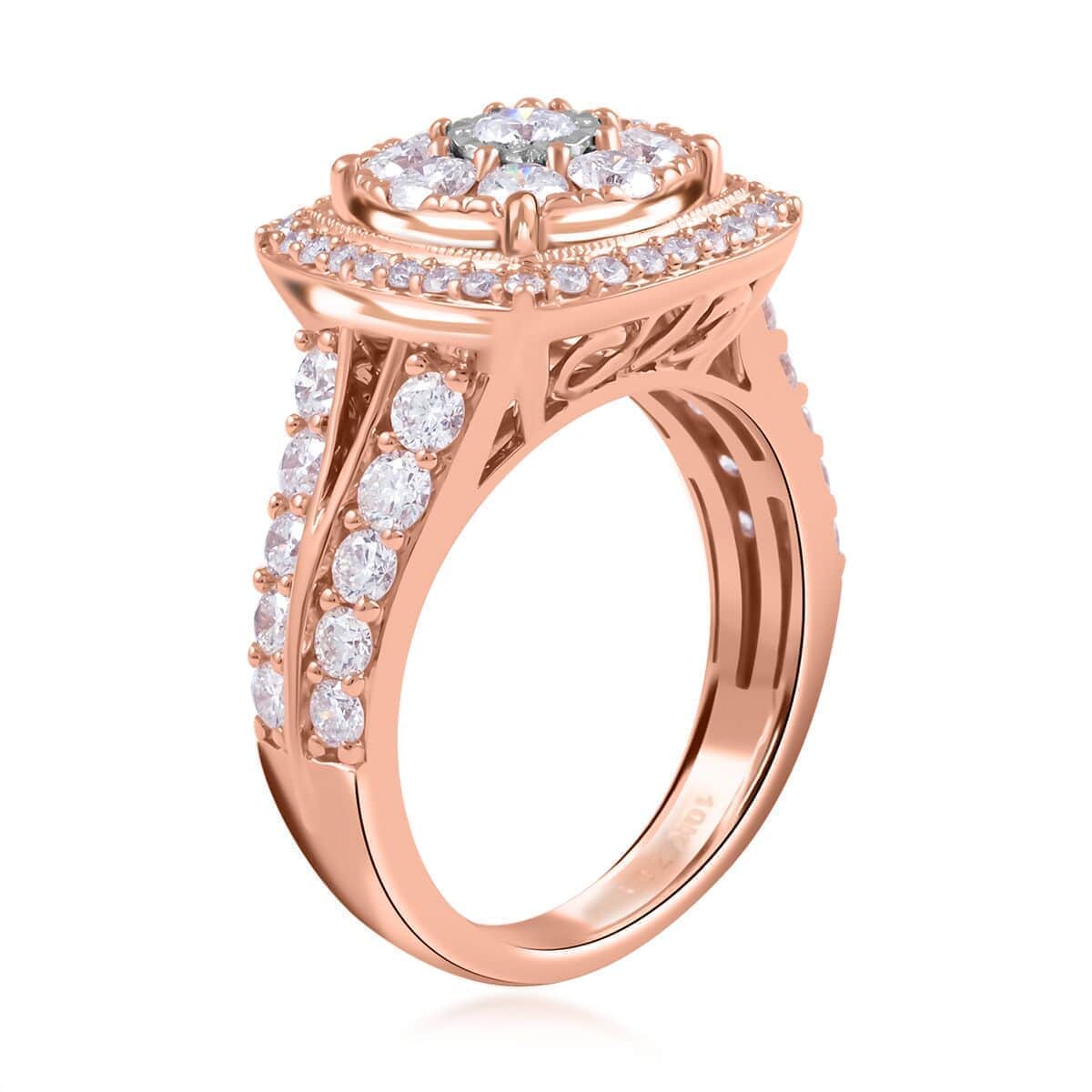 10K Rose Gold G-H SI Diamond Square Shaped Ring (Size 5.0) 7.30 Grams 2.00 ctw image number 3