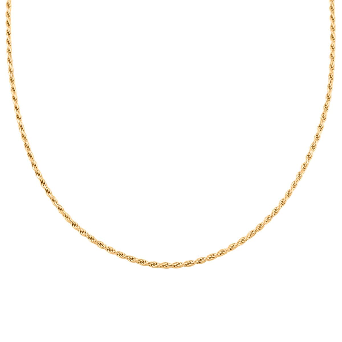 14K Yellow Gold Over Sterling Silver 1.5mm Rope Chain Necklace 20 Inches 5.4 Grams image number 0