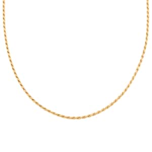 14K Yellow Gold Over Sterling Silver 1.5mm Rope Chain Necklace 20 Inches 5.4 Grams