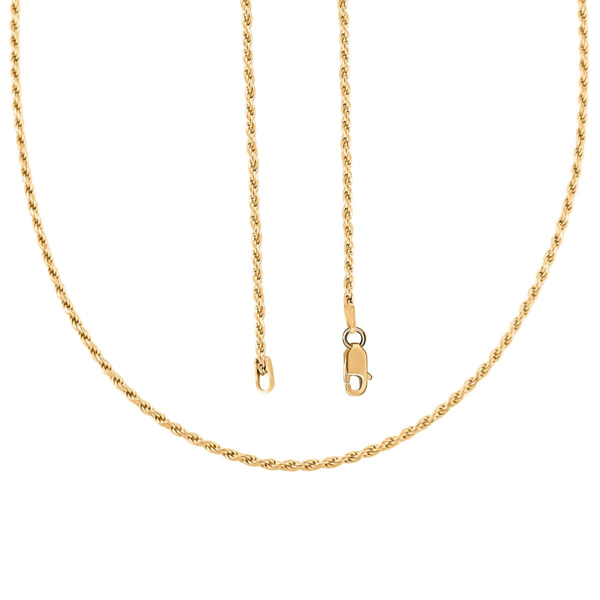 14K Yellow Gold Over Sterling Silver 1.5mm Rope Chain Necklace 20 Inches 5.4 Grams image number 3