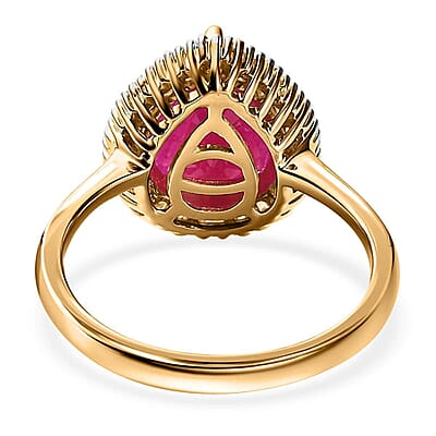 Luxoro Premium Mozambique Ruby and G-H I1 Diamond 2.90 ctw Halo Ring in 14K Yellow Gold (Size 10.5)