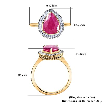 Luxoro Premium Mozambique Ruby and G-H I1 Diamond 2.90 ctw Halo Ring in 14K Yellow Gold (Size 10.5)
