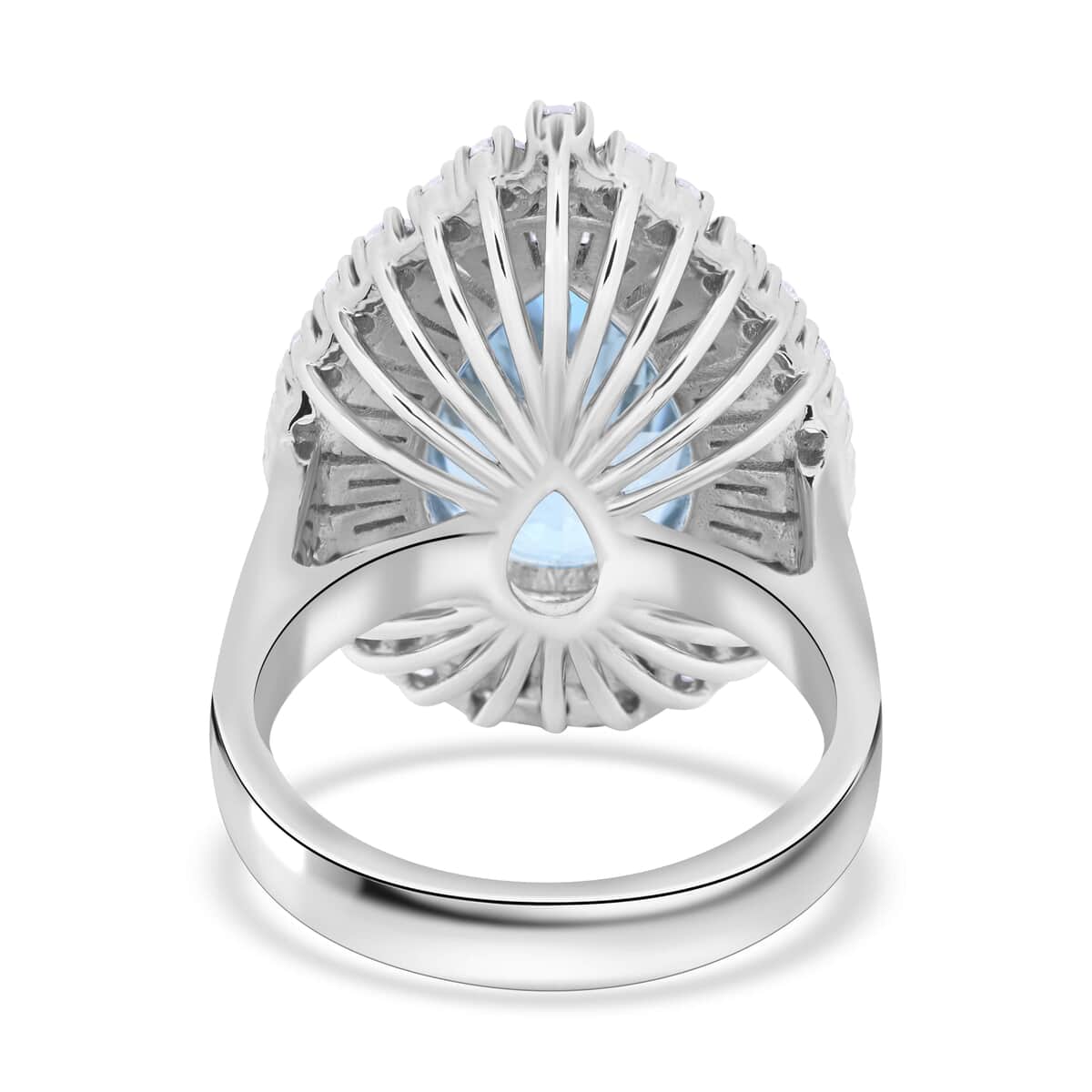 Chairman Vault Collection Certified & Appraised Rhapsody AAAA Santa Maria Aquamarine and E-F VS Diamond 7.00 ctw Ring in 950 Platinum (Size 9.0) 14.62 Grams image number 3