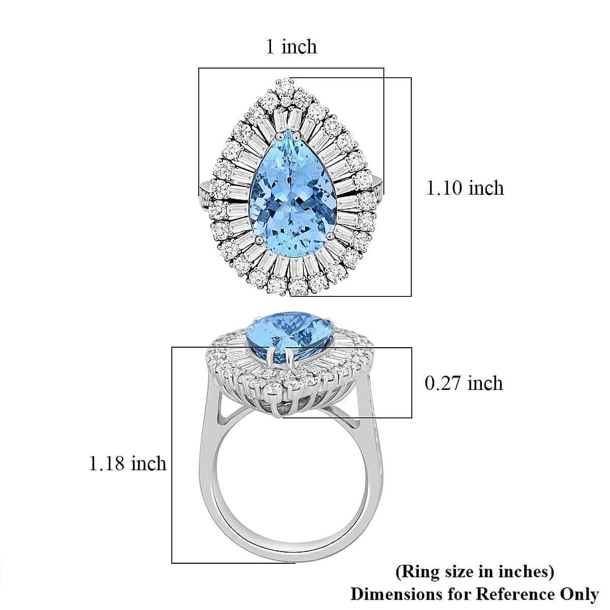 Chairman Vault Collection Certified & Appraised Rhapsody AAAA Santa Maria Aquamarine and E-F VS Diamond 7.00 ctw Ring in 950 Platinum (Size 9.0) 14.62 Grams