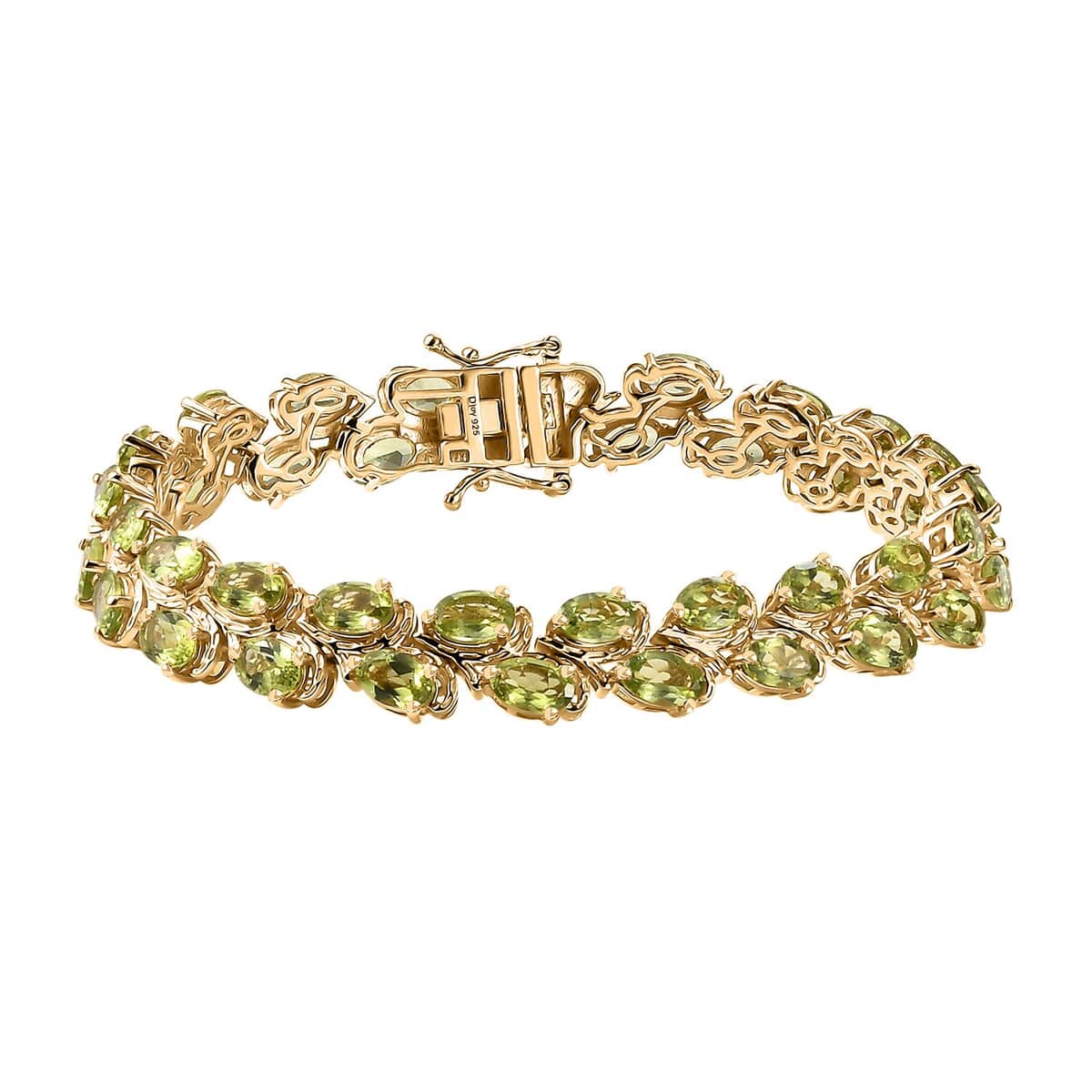 Hebei Peridot 17.75 ctw Tree Vines Bracelet in 18K Vermeil Yellow Gold Over Sterling Silver (7.25 In) image number 0