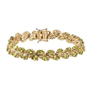 Hebei Peridot 17.75 ctw Tree Vines Bracelet in 18K Vermeil Yellow Gold Over Sterling Silver (7.25 In)