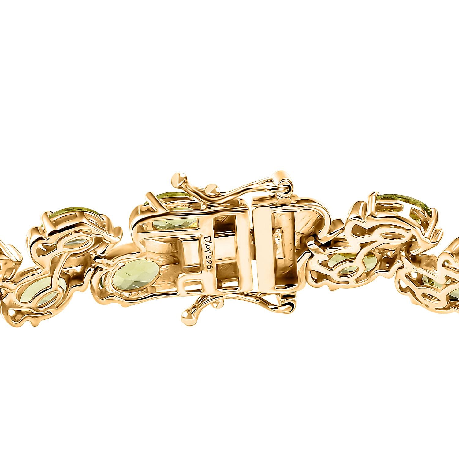 D'Joy Hebei Peridot 17.75 ctw Tree Vines Bracelet in 18K Vermeil Yellow Gold Over Sterling Silver (7.25 In)