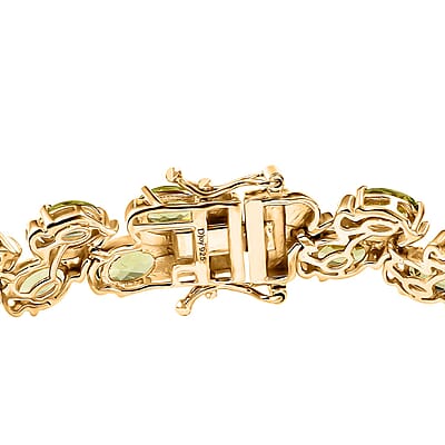 D'Joy Hebei Peridot 17.75 ctw Tree Vines Bracelet in 18K Vermeil Yellow Gold Over Sterling Silver (7.25 In)
