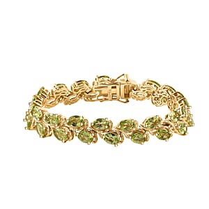 Hebei Peridot 16.00 ctw Tree Vines Bracelet in 18K Vermeil Yellow Gold Over Sterling Silver (6.50 In)