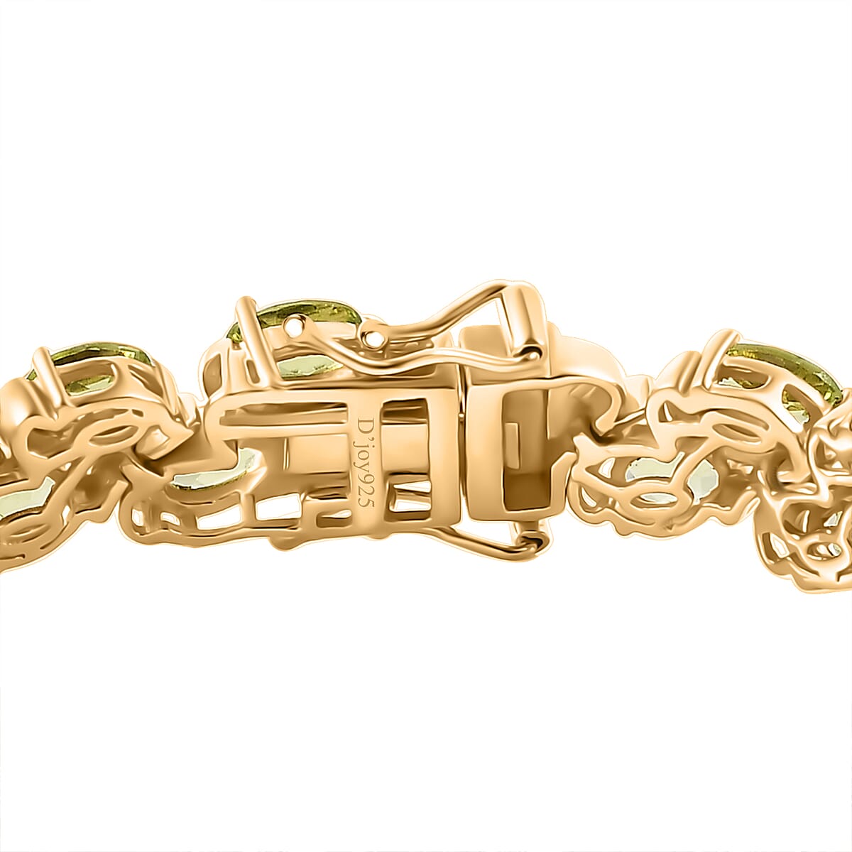 Hebei Peridot 16.00 ctw Tree Vines Bracelet in 18K Vermeil Yellow Gold Over Sterling Silver (6.50 In) image number 3