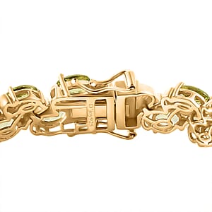Hebei Peridot 16.00 ctw Tree Vines Bracelet in 18K Vermeil Yellow Gold Over Sterling Silver (6.50 In)