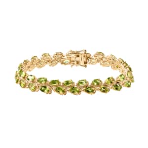 Hebei Peridot 19.50 ctw Tree Vines Bracelet in 18K Vermeil Yellow Gold Over Sterling Silver (8.00 In)