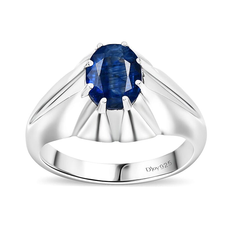 Kashmir Kyanite 2.50 ctw Star Men's Ring in Rhodium Over Sterling Silver (Size 10.0)