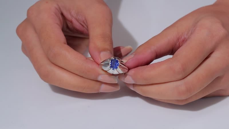 Kashmir Kyanite Star Men's Ring in Rhodium Over Sterling Silver (Size 10.0) 2.50 ctw