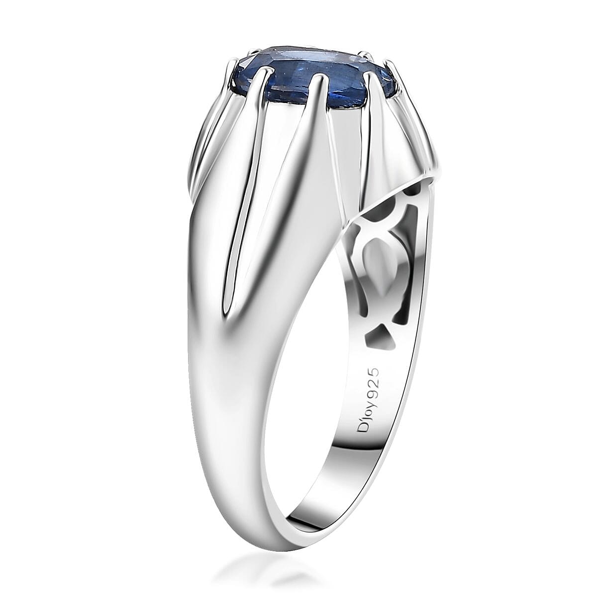 Kashmir Kyanite 2.50 ctw Star Men's Ring in Rhodium Over Sterling Silver (Size 10.0)