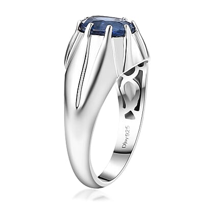 Kashmir Kyanite 2.50 ctw Star Men's Ring in Rhodium Over Sterling Silver (Size 10.0)
