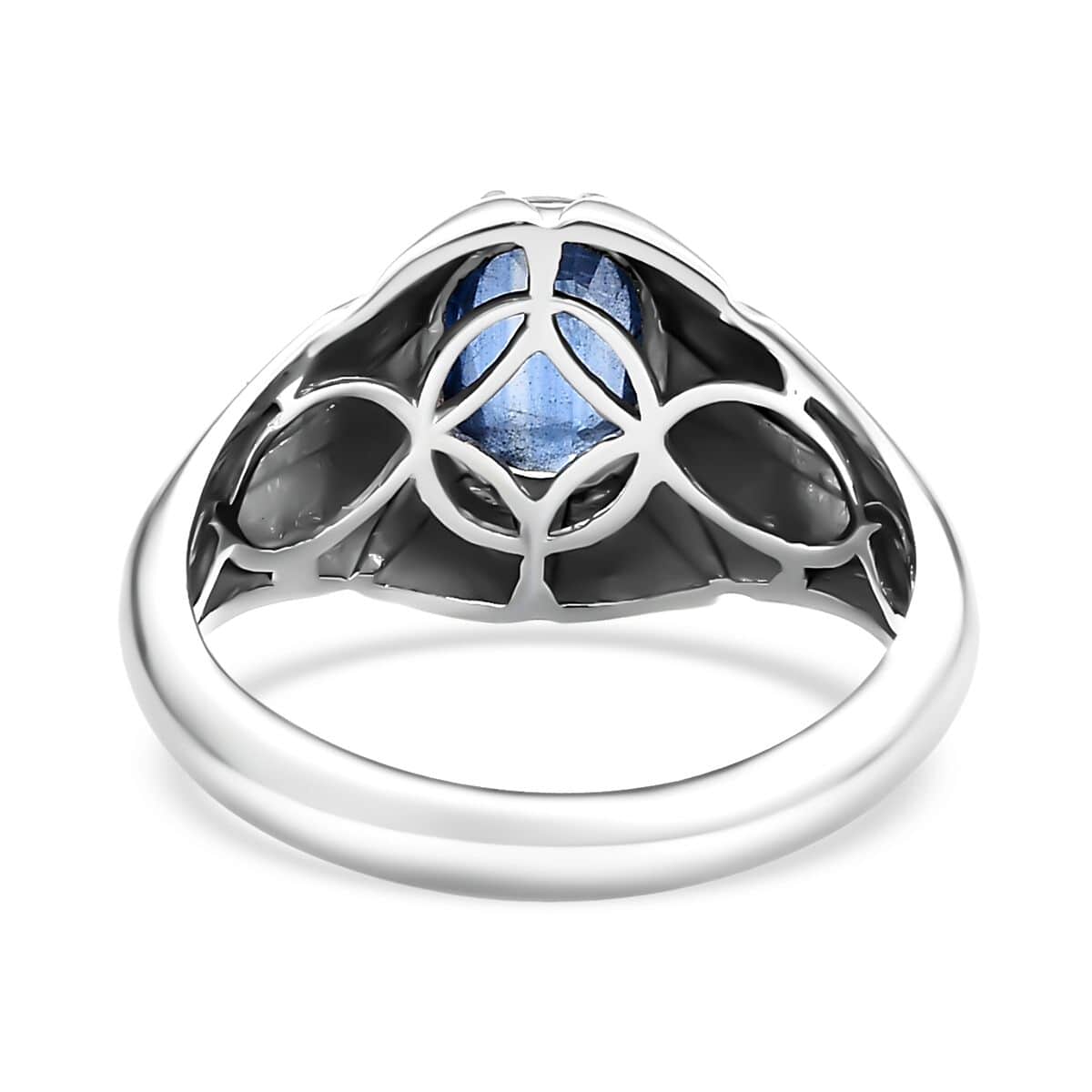 Kashmir Kyanite 2.50 ctw Star Men's Ring in Rhodium Over Sterling Silver (Size 10.0) image number 4