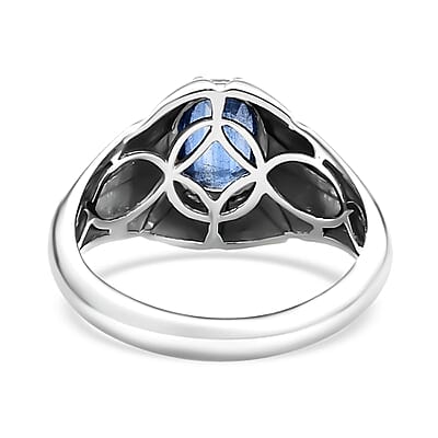 Kashmir Kyanite 2.50 ctw Star Men's Ring in Rhodium Over Sterling Silver (Size 10.0)