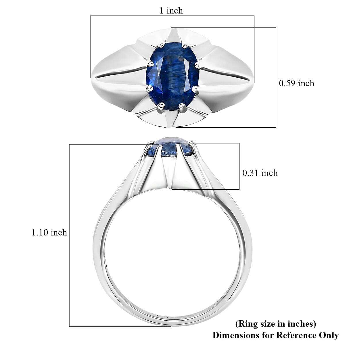 Kashmir Kyanite 2.50 ctw Star Men's Ring in Rhodium Over Sterling Silver (Size 10.0)