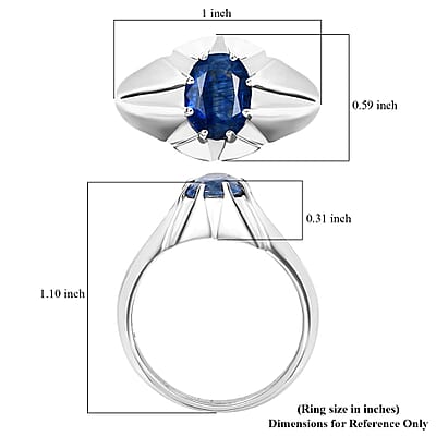 Kashmir Kyanite 2.50 ctw Star Men's Ring in Rhodium Over Sterling Silver (Size 10.0)