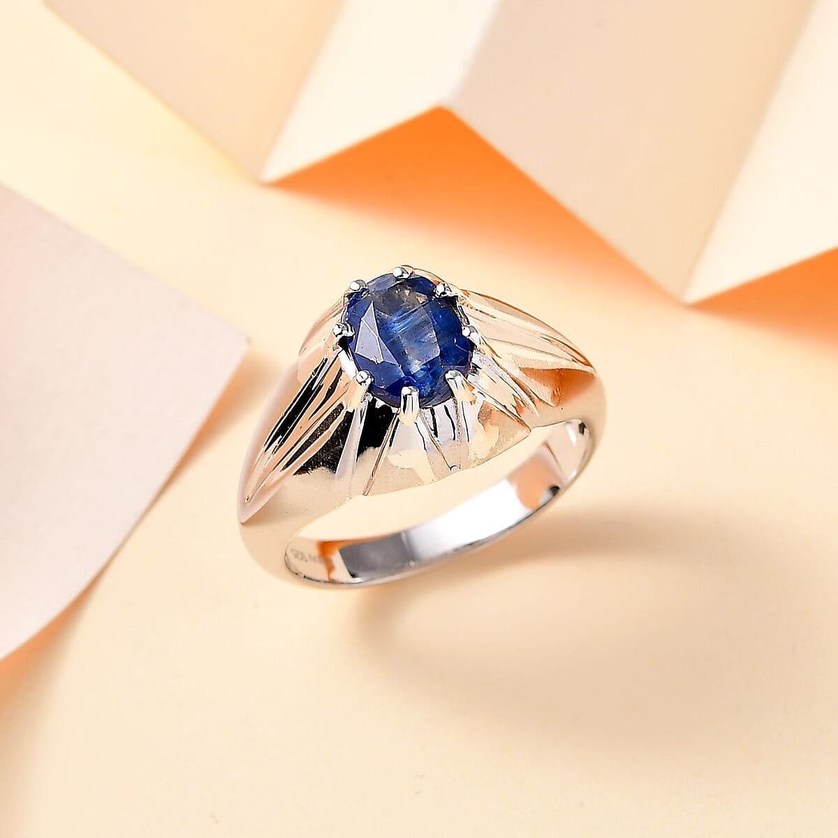 Kashmir Kyanite 2.50 ctw Star Men's Ring in Rhodium Over Sterling Silver (Size 9.0) image number 1