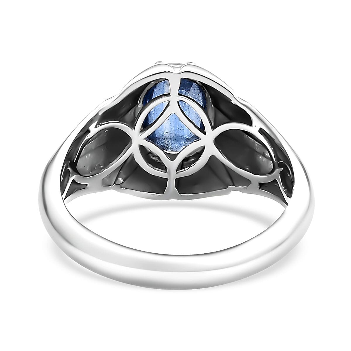 Kashmir Kyanite 2.50 ctw Star Men's Ring in Rhodium Over Sterling Silver (Size 9.0) image number 4