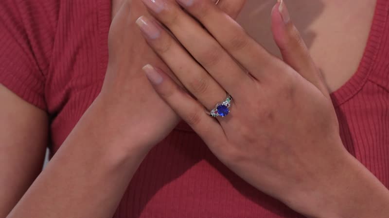 Kashmir Kyanite, Multi Gemstone Ring in Rhodium Over Sterling Silver (Size 6.0) 3.00 ctw