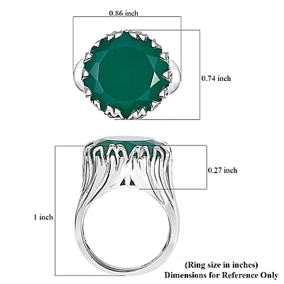 Verde Onyx 11.00 ctw Bark of Tree Ring in Rhodium Over Sterling Silver (Size 10.0)