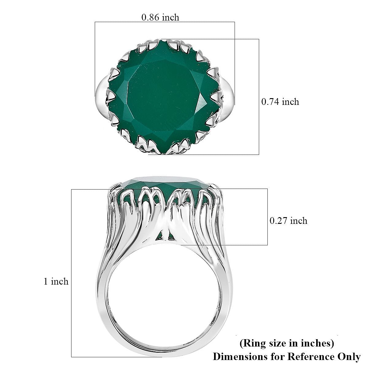 Verde Onyx 11.00 ctw Bark of Tree Ring in Rhodium Over Sterling Silver (Size 9.0) image number 5