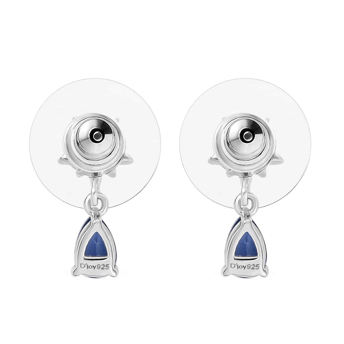 Kashmir Kyanite and White Zircon 1.20 ctw Drop Earrings in Vermeil YG and Rhodium Over Sterling Silver image number 3