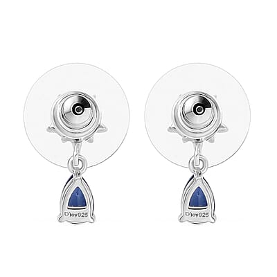 D'Joy Kashmir Kyanite and White Zircon 1.20 ctw Drop Earrings in Vermeil YG and Rhodium Over Sterling Silver