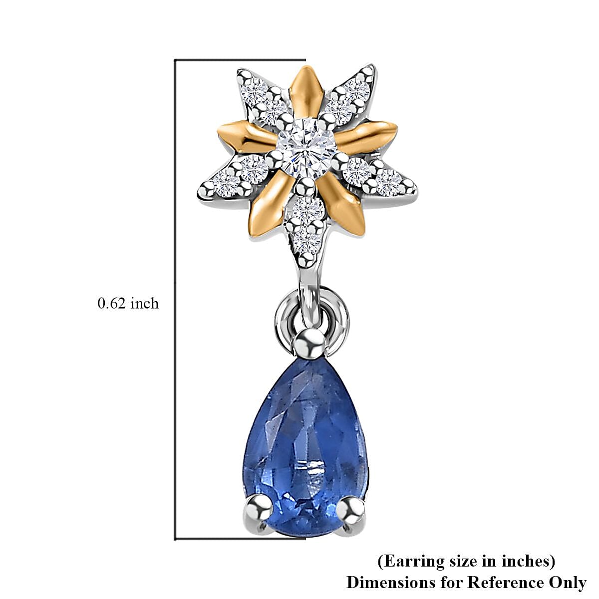 D'Joy Kashmir Kyanite and White Zircon 1.20 ctw Drop Earrings in Vermeil YG and Rhodium Over Sterling Silver