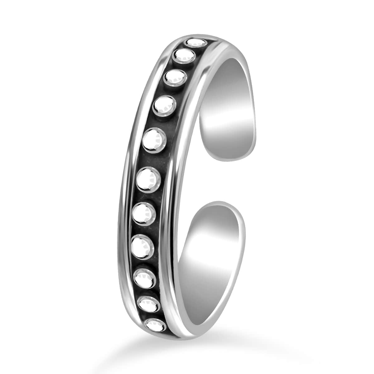 Half Eternity Open Band Ring in Sterling Silver (Size 6.0) 1.36 Grams image number 2