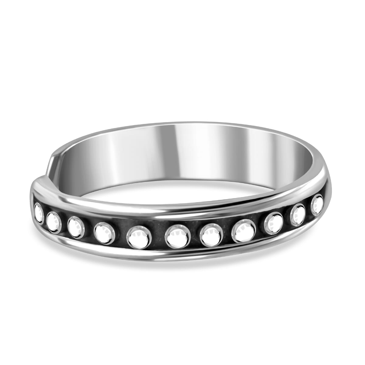 Half Eternity Open Band Ring in Sterling Silver (Size 9.0) 1.36 Grams image number 3