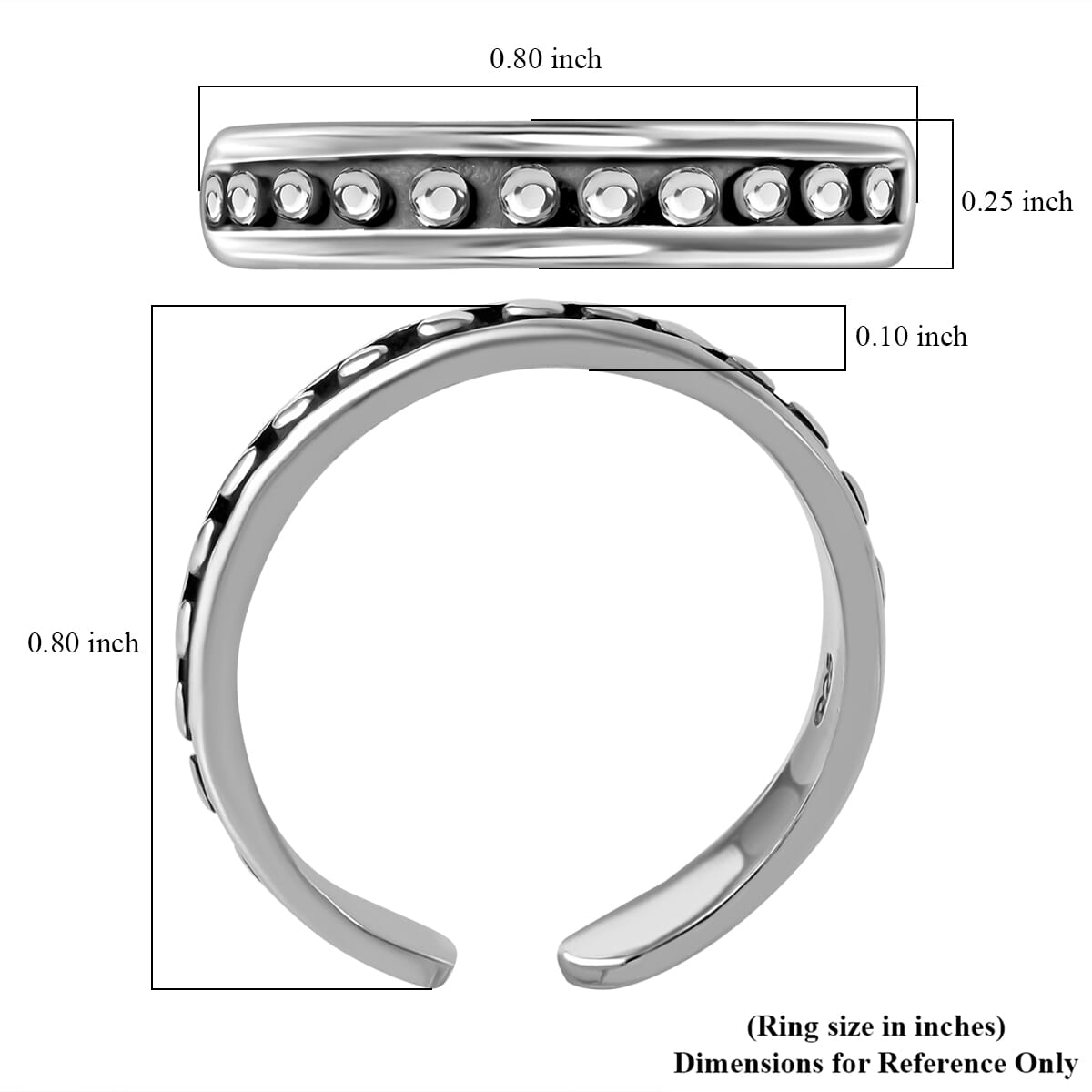 Half Eternity Open Band Ring in Sterling Silver (Size 9.0) 1.36 Grams image number 4