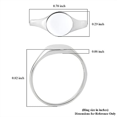 Round Signet Ring in Sterling Silver (Size 10.0) 2.14 Grams