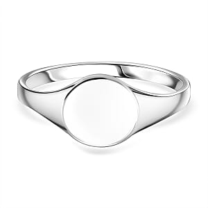 Round Signet Ring in Sterling Silver (Size 5.0) 2.14 Grams