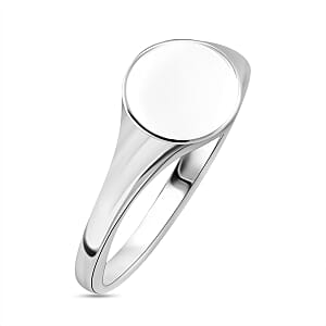 Round Signet Ring in Sterling Silver (Size 5.0) 2.14 Grams