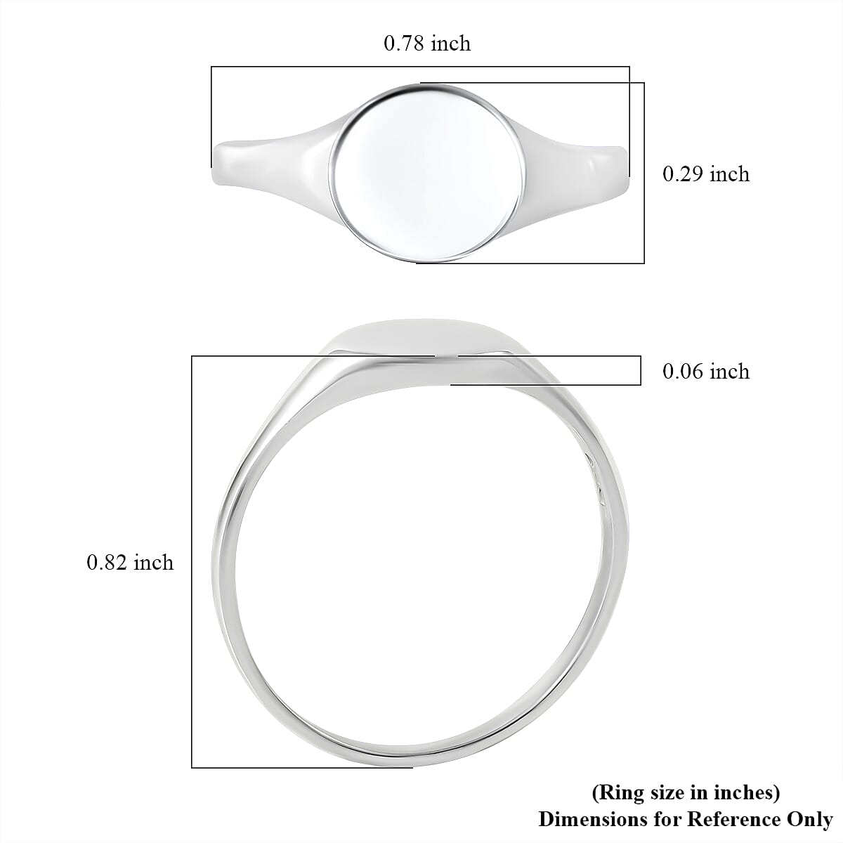 Round Signet Ring in Sterling Silver (Size 6.0) 2.14 Grams image number 4