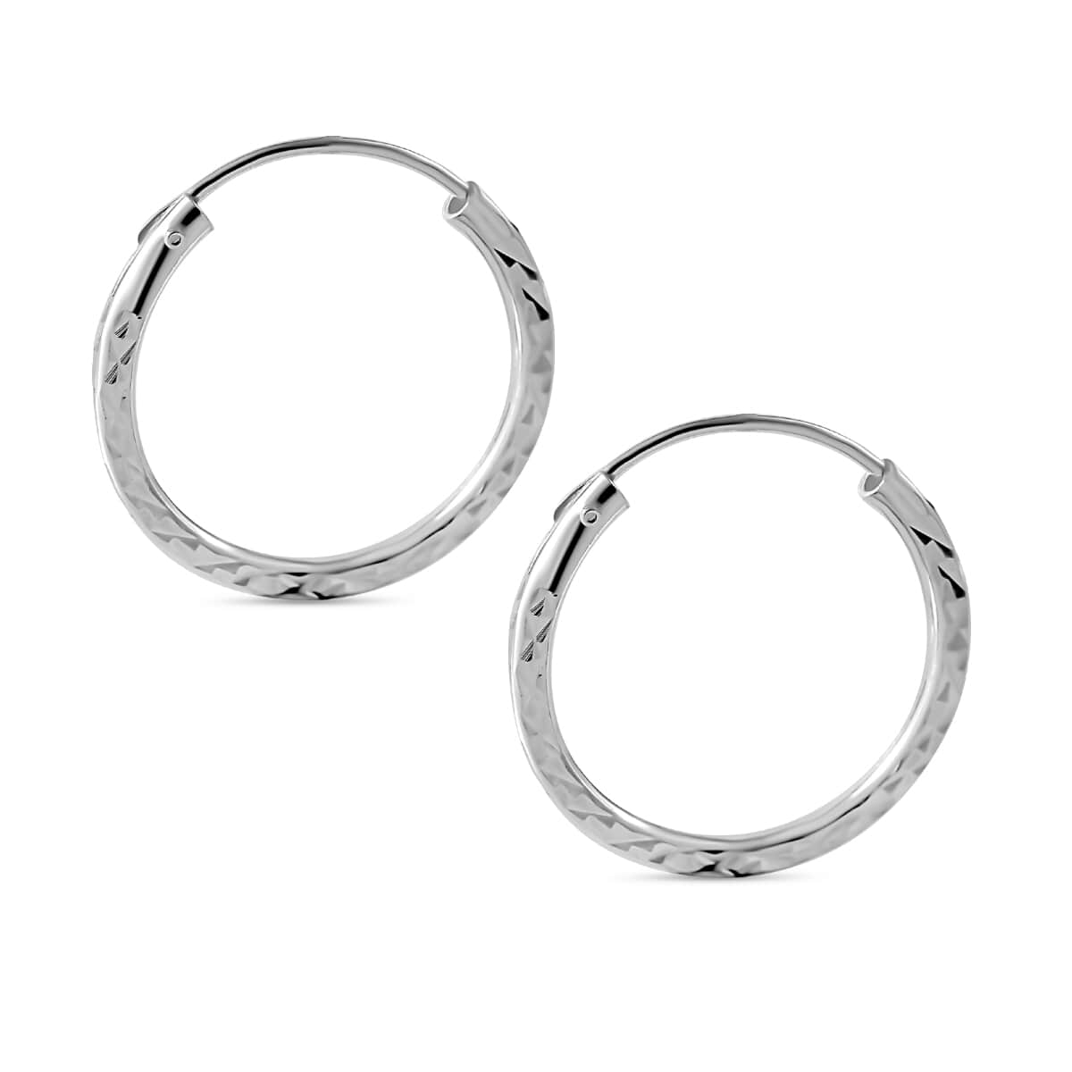 Sterling Silver Textured Hoop Earrings 1.33 Grams image number 2